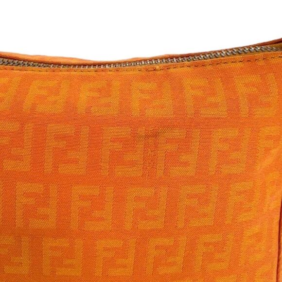Vintage FENDI Orange Monogram FF Zucca Logo Canvas Pochette Shoulder Bag… - Picture 13 of 16